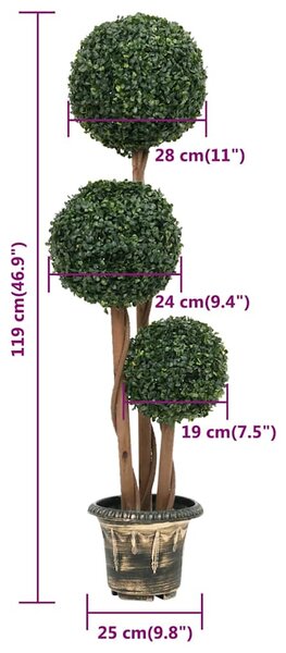 Umělý zimostráz ve tvaru koule s květináčem zelený 119 cm 336514