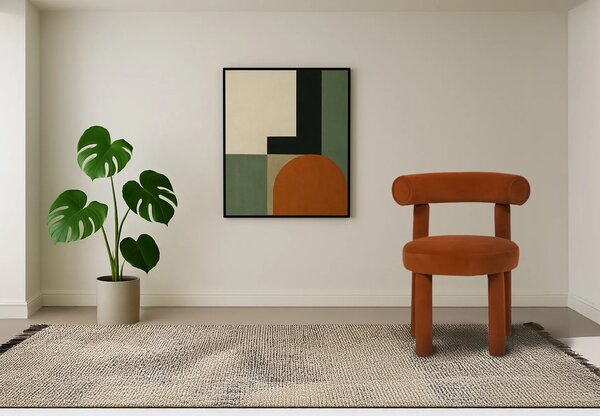 LivinHill Designová čalouněná jídelní židle Leith velur hnědo-oranžová