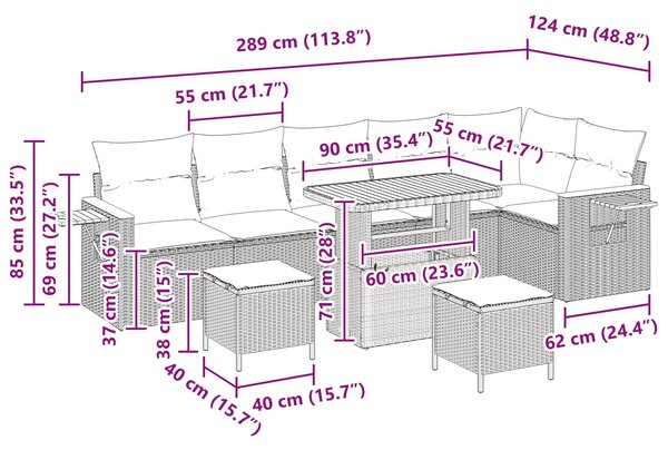 Sada zahradních pohovek 11 ks 9-Počet míst Černá polyratan 3365144