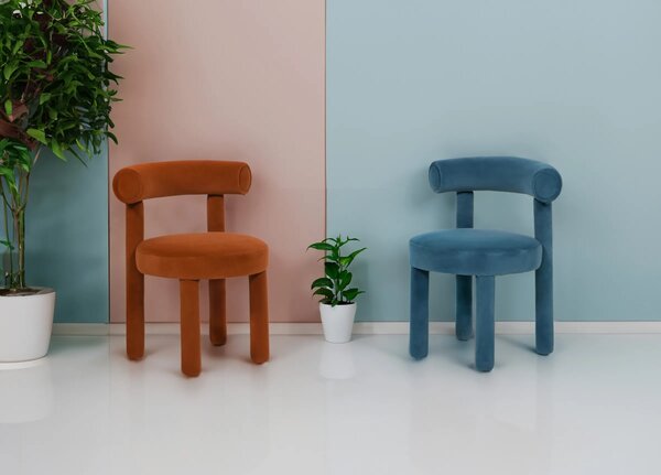 LivinHill Designová čalouněná jídelní židle Leith velur modrá