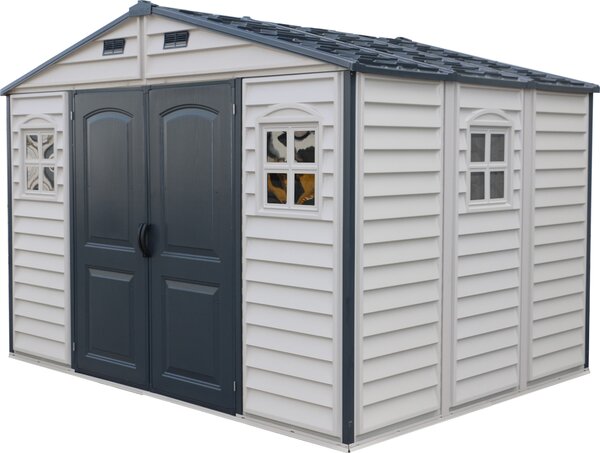 Plastový zahradní domek Duramax 324x247 Zahradní domek na nářadí s výklopnými dveřmi, v. 233 x š. 324 x hl. 247 cm