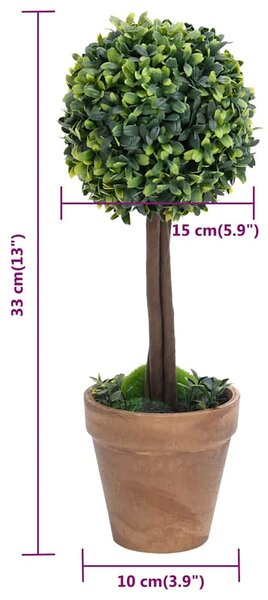 Umělé zimostrázy ve tvaru koule 2 ks s květináči zelené 33 cm 336515