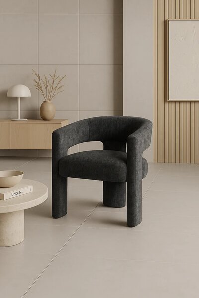 LivinHill Designové čalouněné jídelní křeslo Leith černé