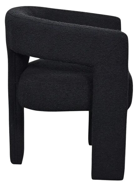 LivinHill Designové čalouněné jídelní křeslo Leith bouclé černé