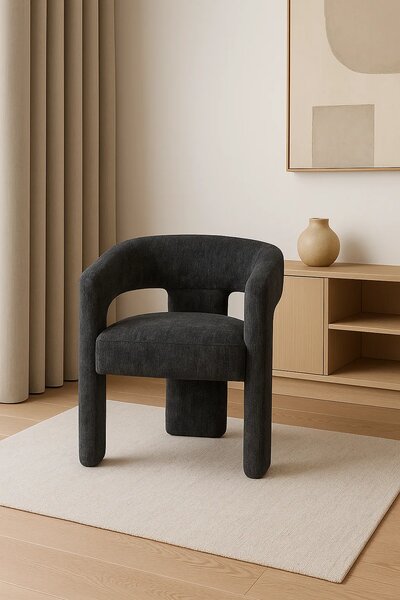 LivinHill Designové čalouněné jídelní křeslo Leith černé