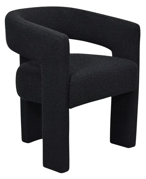 LivinHill Designové čalouněné jídelní křeslo Leith bouclé černé