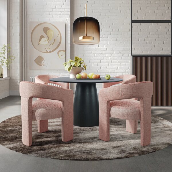 LivinHill Designové čalouněné jídelní křeslo Leith růžové