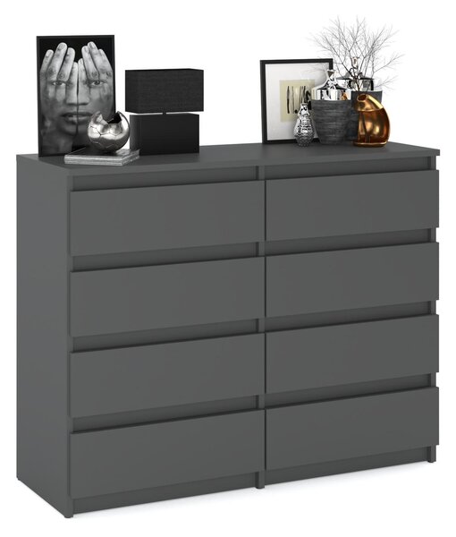 STIV Möbel | Komoda s 8 zásuvkami | Šedá Matná | 120 cm | moderní & bezúchytková | Ložnice & Obývák