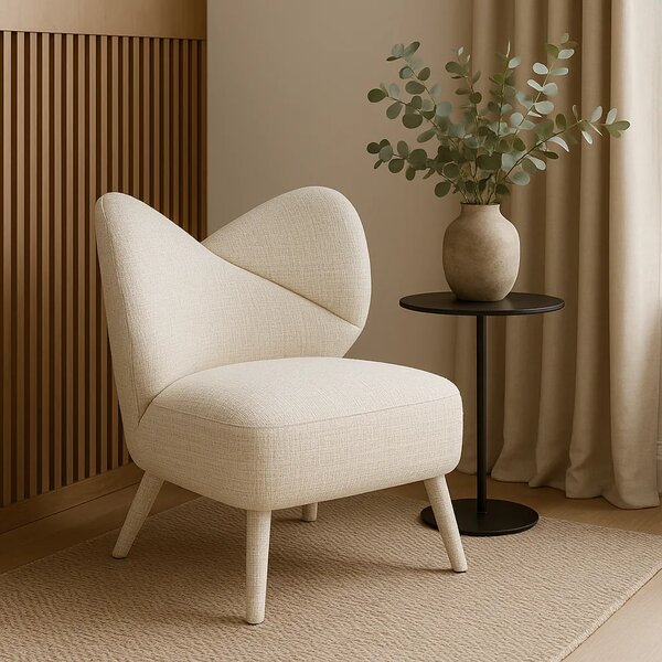 LivinHill Designové křeslo Leith lounge bouclé béžové