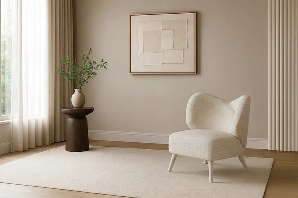 LivinHill Designové křeslo Leith lounge bouclé béžové