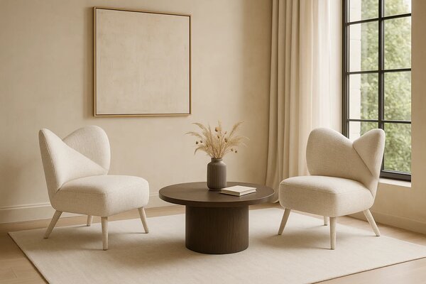 LivinHill Designové křeslo Leith lounge bouclé béžové