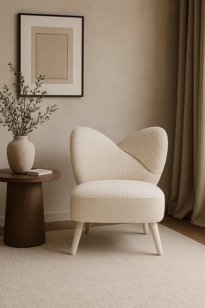 LivinHill Designové křeslo Leith lounge bouclé béžové