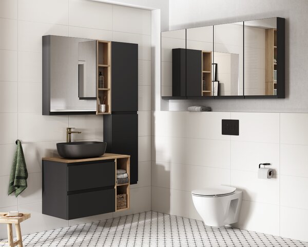 Cersanit Moduo skříňka 40x14.4x80 cm se zrcadlem antracitová S590-071-DSM