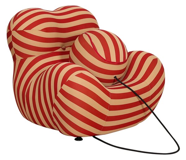 LivinHill Designové křeslo Nua s podnožkou béžové/červené