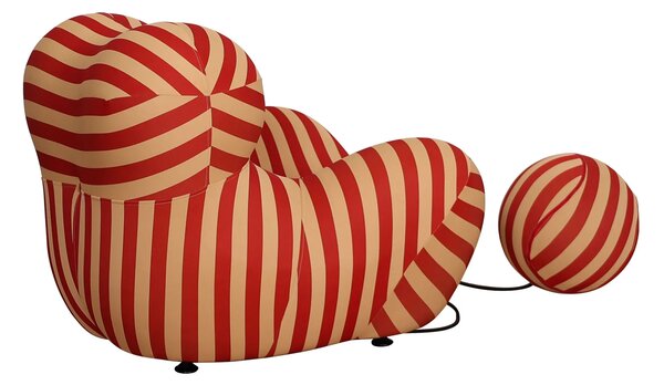 LivinHill Designové křeslo Nua s podnožkou béžové/červené