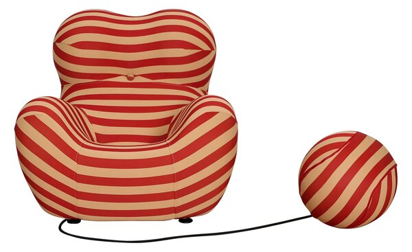 LivinHill Designové křeslo Nua s podnožkou béžové/červené