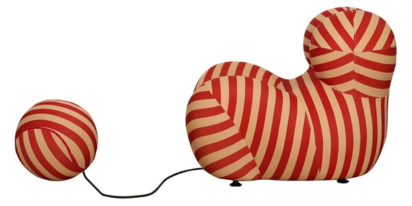 LivinHill Designové křeslo Nua s podnožkou béžové/červené