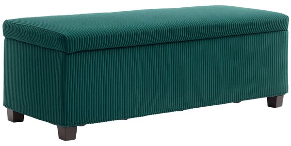 HOMCOM Skladovací Lavice 84L Sametová Manšestrová Otoman pro Úložný Prostor na Konci Postele s Víkem, pro Obývací Pokoj, Ložnici, Předsíň, 112 x 42 x