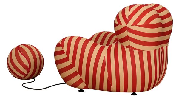 LivinHill Designové křeslo Nua s podnožkou béžové/červené
