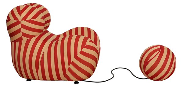 LivinHill Designové křeslo Nua s podnožkou béžové/červené