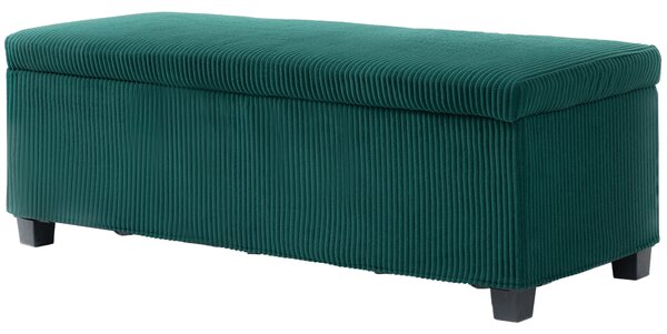 HOMCOM Skladovací Lavice 84L Sametová Manšestrová Otoman pro Úložný Prostor na Konci Postele s Víkem, pro Obývací Pokoj, Ložnici, Předsíň, 112 x 42 x