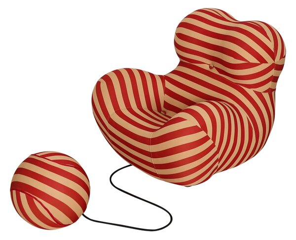 LivinHill Designové křeslo Nua s podnožkou béžové/červené