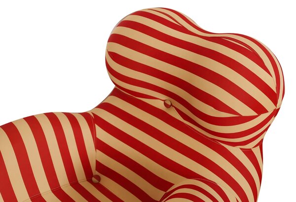 LivinHill Designové křeslo Nua s podnožkou béžové/červené