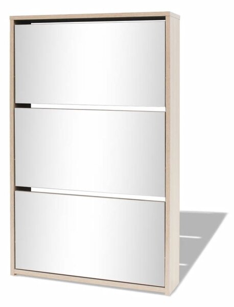 Botník Sinclair - třípatrový - zrcadlový - dub | 63x17x102,5 cm
