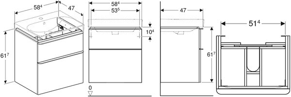Geberit Smyle Square skříňka 58.4x47x61.7 cm pod umyvadlo závěsná černá 500.352.JK.1