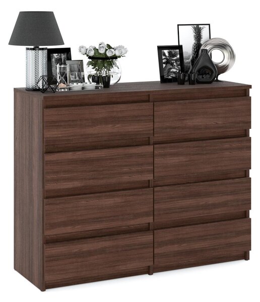 STIV Möbel | Komoda s 8 zásuvkami | Dub Wenge | 120 cm | moderní & bez úchytů | Ložnice & Obývací pokoj