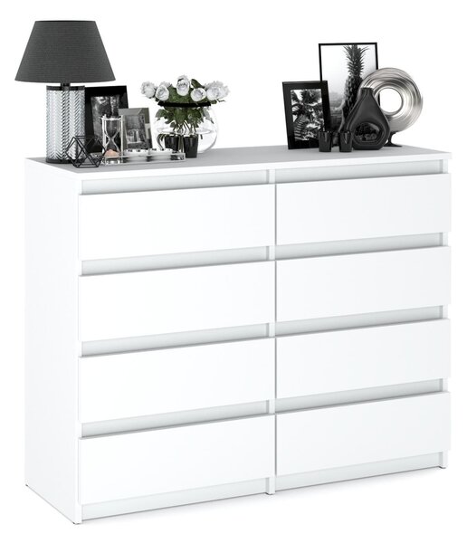 STIV Möbel | Komoda s 8 zásuvkami | Bílý Mat | 120 cm | moderní & bezúchytková | Ložnice & Obývák
