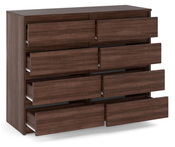 STIV Möbel | Komoda s 8 zásuvkami | Dub Wenge | 120 cm | moderní & bez úchytů | Ložnice & Obývací pokoj
