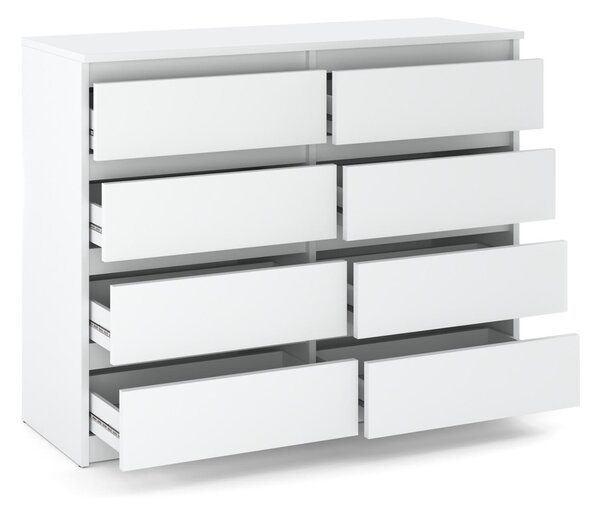 STIV Möbel | Komoda s 8 zásuvkami | Bílý Mat | 120 cm | moderní & bezúchytková | Ložnice & Obývák