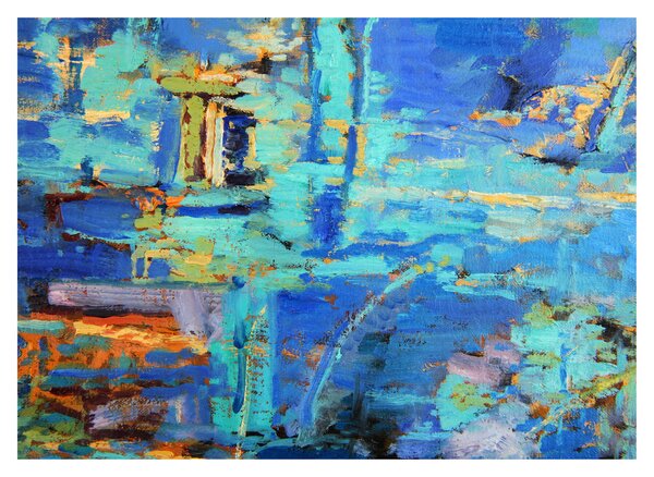 Skleněný obraz - Abstraktní olejomalba (70x50 cm)