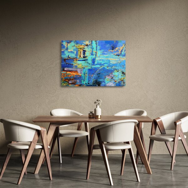 Skleněný obraz - Abstraktní olejomalba (70x50 cm)