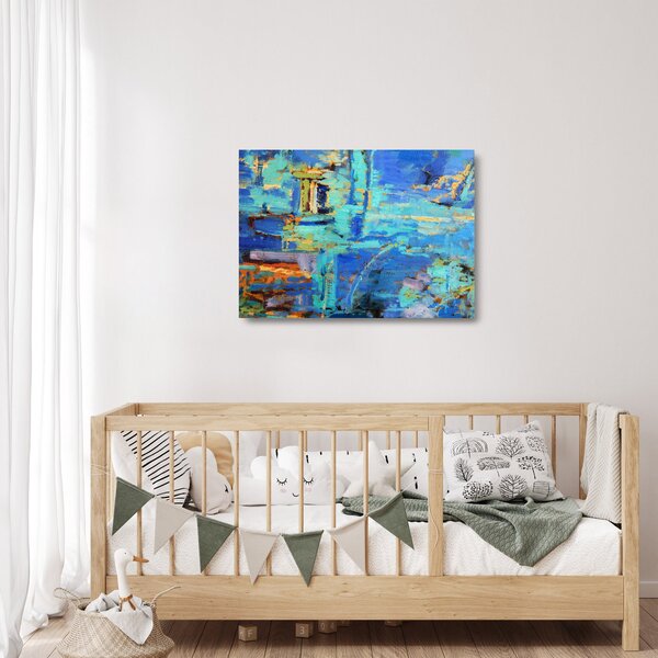 Skleněný obraz - Abstraktní olejomalba (70x50 cm)