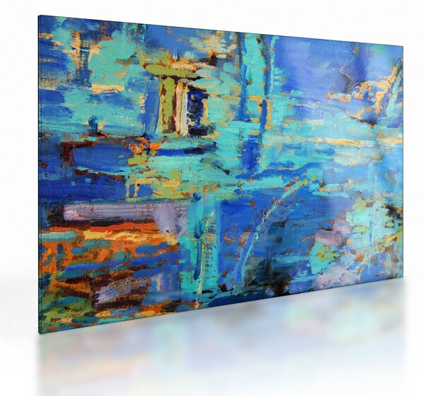 Skleněný obraz - Abstraktní olejomalba (70x50 cm)