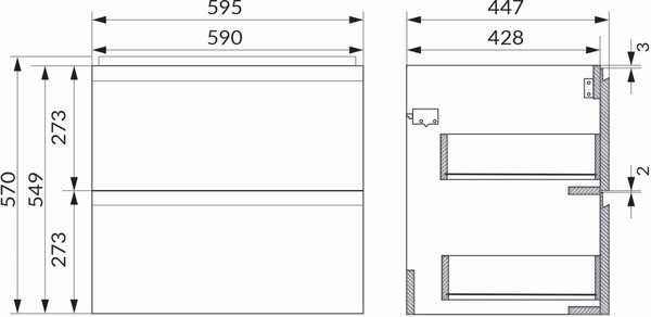 Cersanit Moduo skříňka 59.5x44.7x57 cm pod umyvadlo závěsná antracitová S590-068-DSM