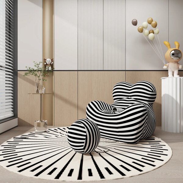 LivinHill Designové křeslo Nua s podnožkou bílé/černé