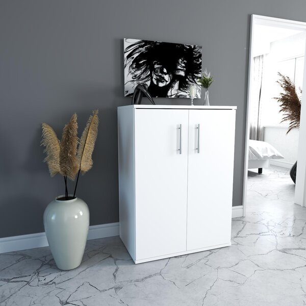 STIV Möbel | Bílá komoda se 2 dvířky - víceúčelová skříňka do koupelny, předsíně nebo ložnice, moderní design, 60 cm