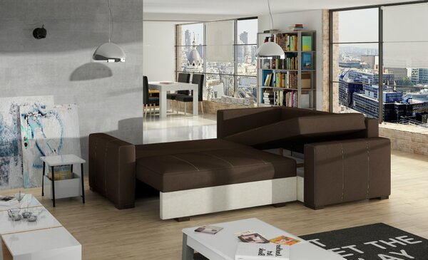 Rozkládací rohová sedačka RONNIE (235 x 162) cm – rozklad a úložný prostor levý roh zelená