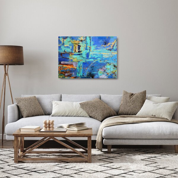 Skleněný obraz - Abstraktní olejomalba (70x50 cm)