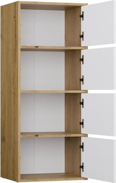 BDW, komoda se 4 dvířky, ALMA, systém Tip-ON, 50 × 119 × 40 cm, dub Artisan / bílá