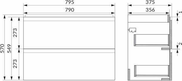 Cersanit Moduo skříňka 79.5x37.5x57 cm pod umyvadlo závěsná antracitová S590-077-DSM