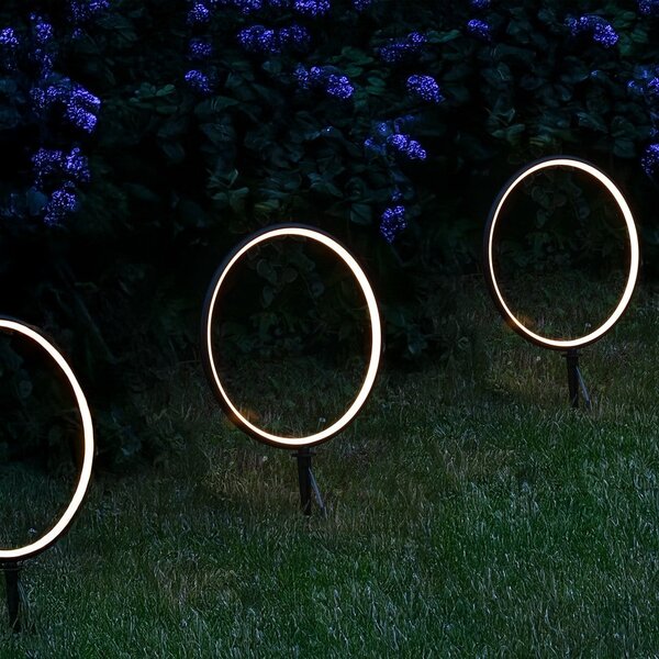 Exteriérové ​​solární zapichovací svítidlo Rings, 2x LED 1,5w, černá