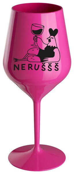 NERUŠŠŠ - růžová nerozbitná sklenička na víno 470 ml