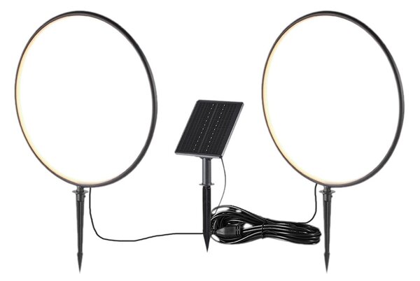 Exteriérové ​​solární zapichovací svítidlo Rings, 2x LED 1,5w, černá
