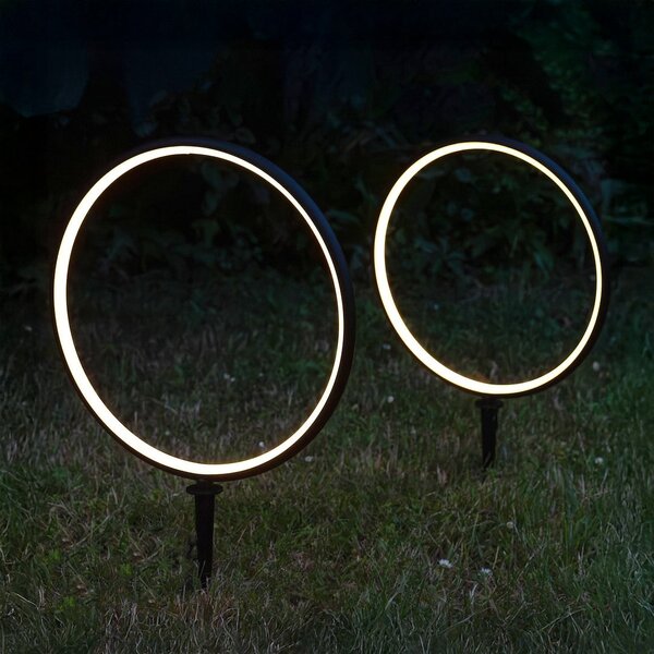 Exteriérové ​​solární zapichovací svítidlo Rings, 2x LED 1,5w, černá