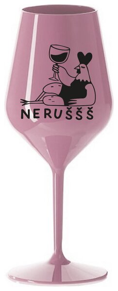 NERUŠŠŠ - světle růžová nerozbitná sklenička na víno 470 ml