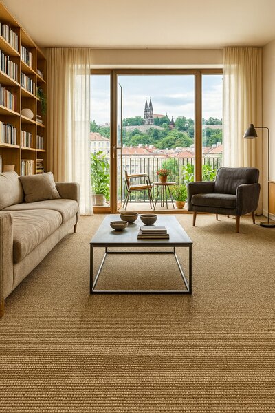 Vopi, Metrážový koberec Nature NEW přírodní - neúčtujeme odřezky z role, na míru, šíře 2m,3m,4m, oranžová, filc, chodba / předsíň